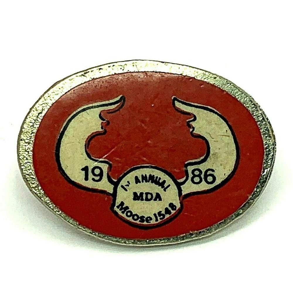 Annual Moose 1548 MDA Logo Red MDA 1986 Motorcycle Rally Vintage Hat Ves…